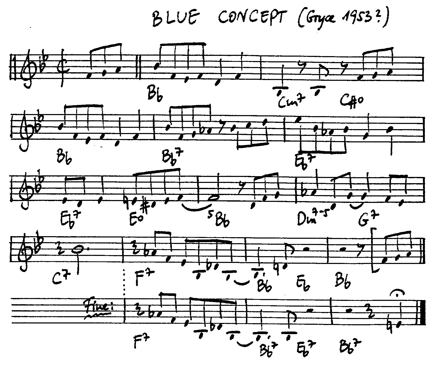 blue concept free jazz leadsheet - Courtesy of the Jungle Jazz Band